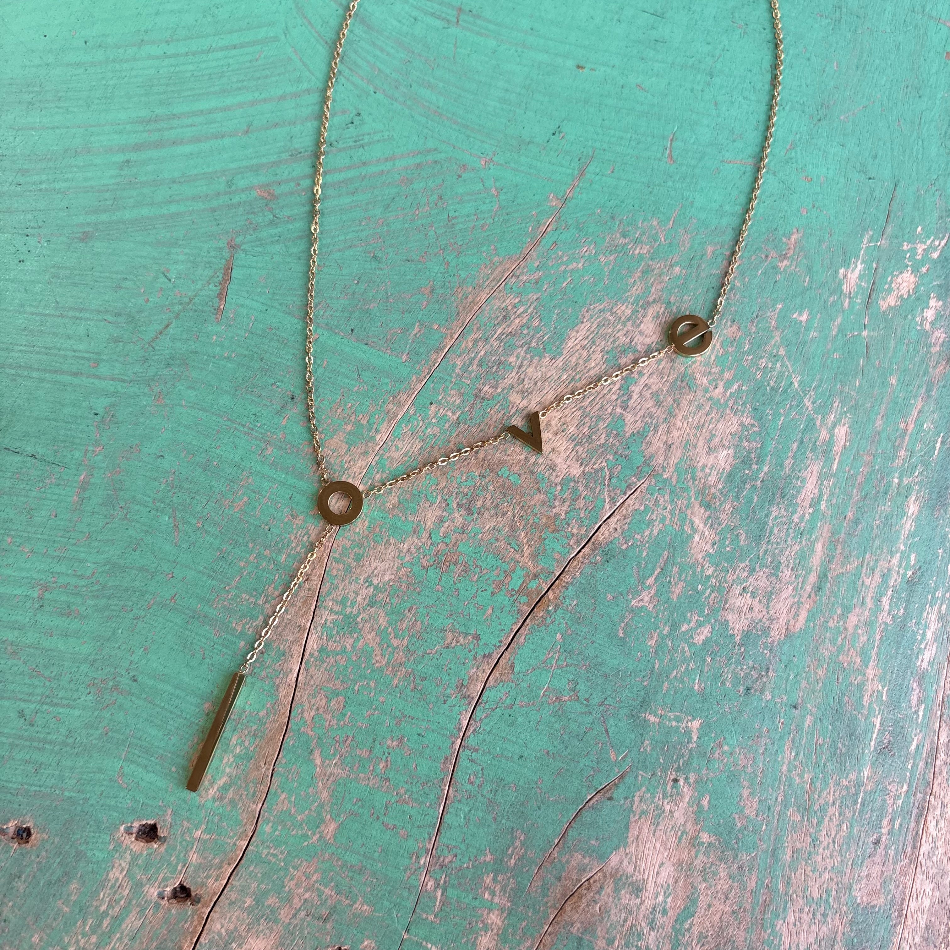 Gold Stainless Steel Love Drop Chain