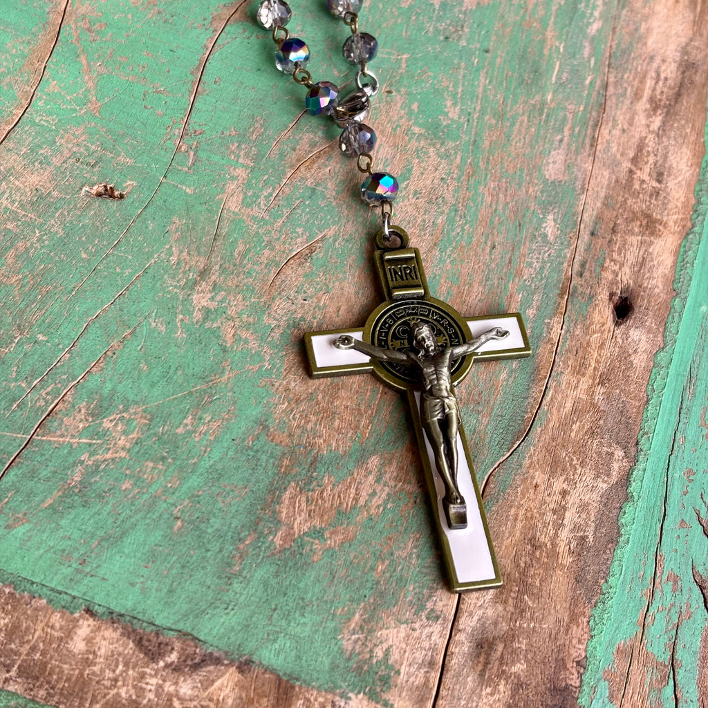 St Benedict Enamel Crucifix Car Blessings