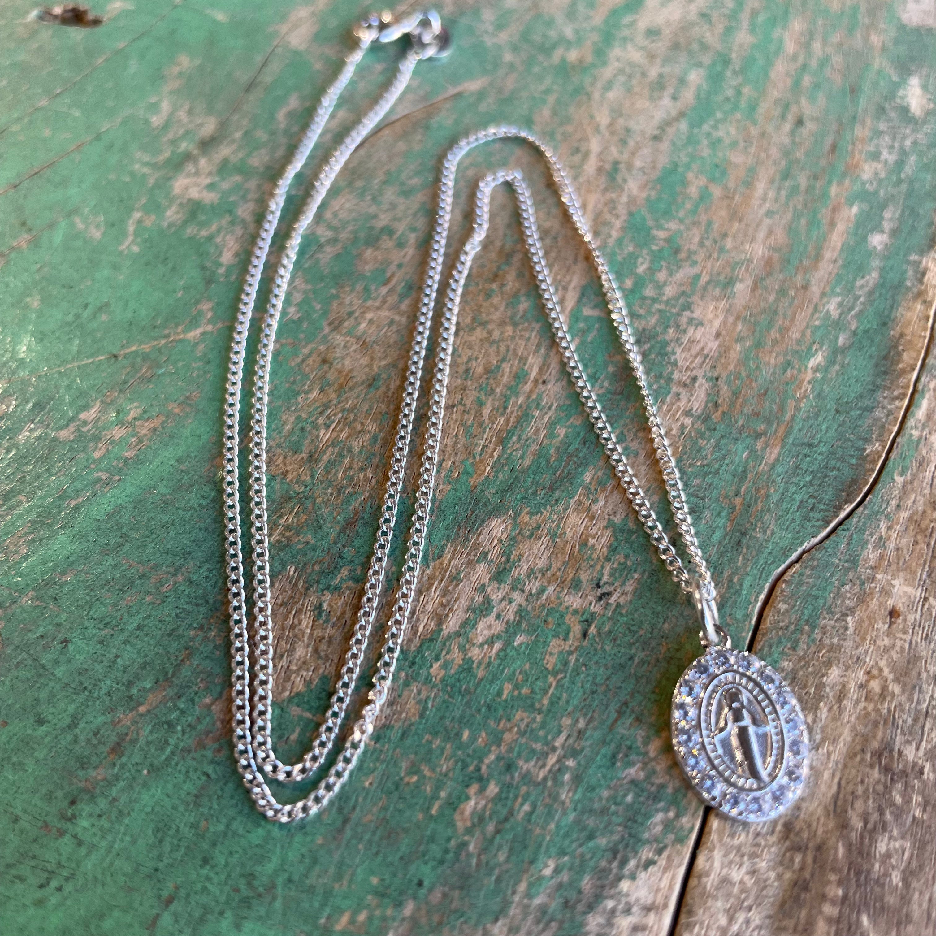 Sterling Silver Small Our Lady of Grace Necklace