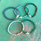 Natural Stone Freshwater Pearl Cross Bracelet
