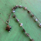 Radiant Grace Labradorite And Shell Pearl Teardrop Necklace