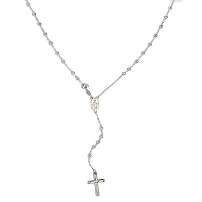 Sterling Silver 3mm Miraculous Medal Rosary Necklace