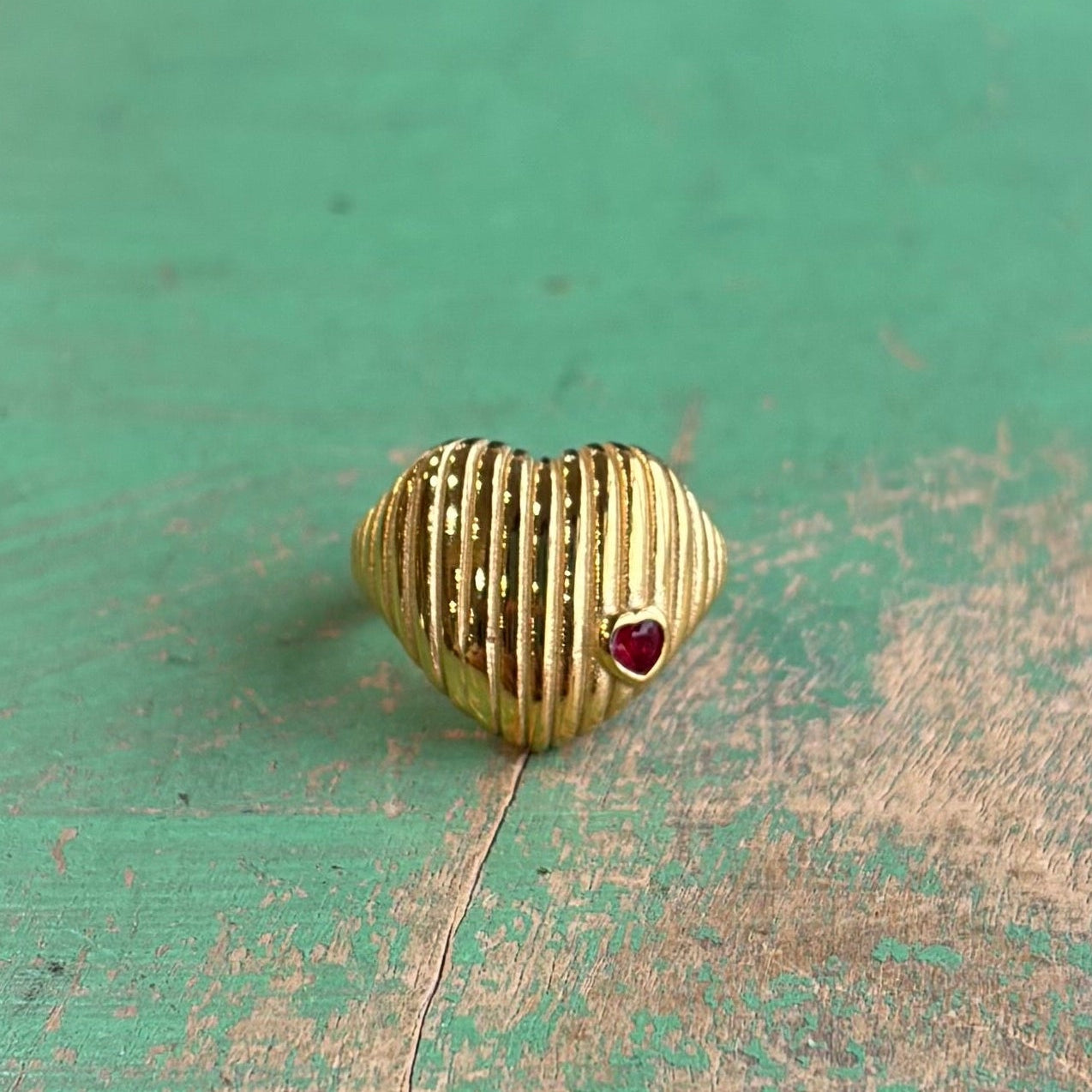 Heart of Jesus Red Crystal Ring