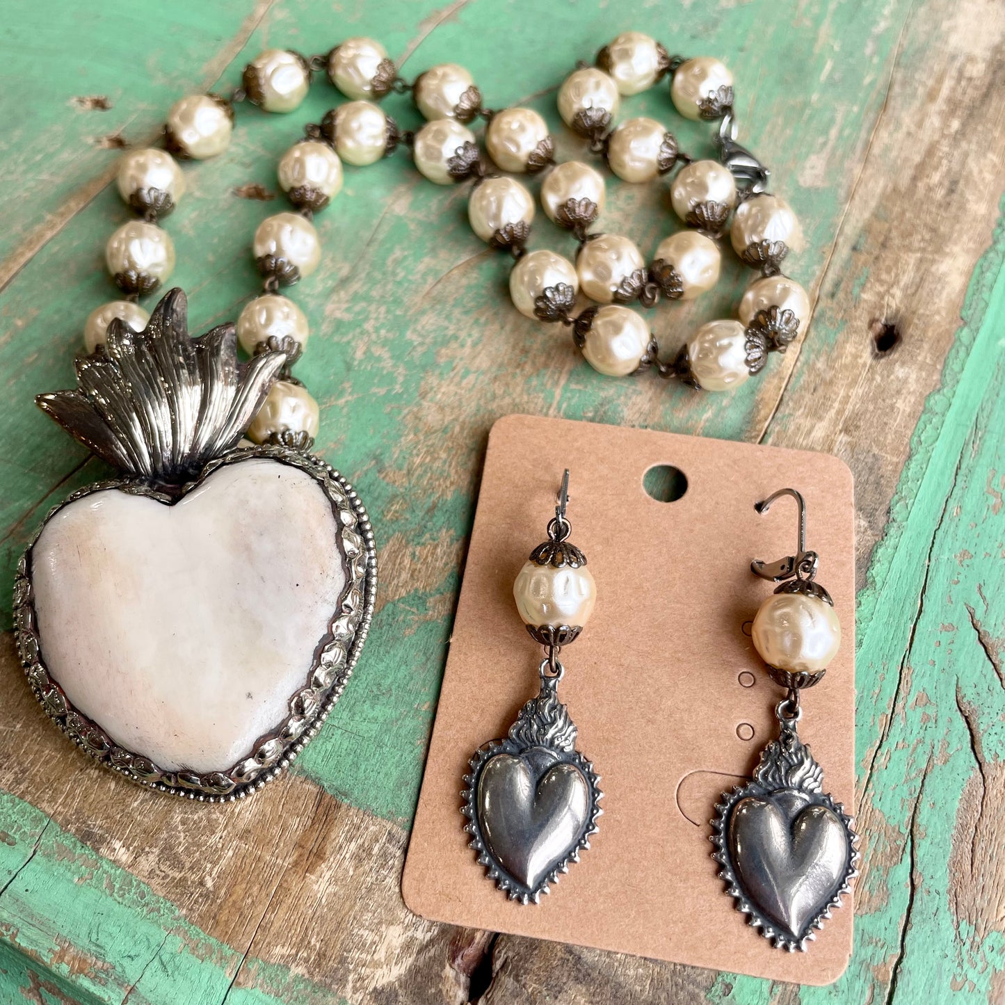 Mama’s Heart Necklace and Earrings