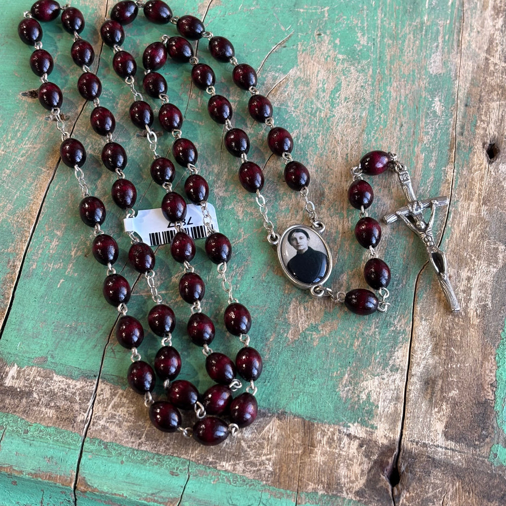 Saint Gemma Galgani Wood Bead Rosary