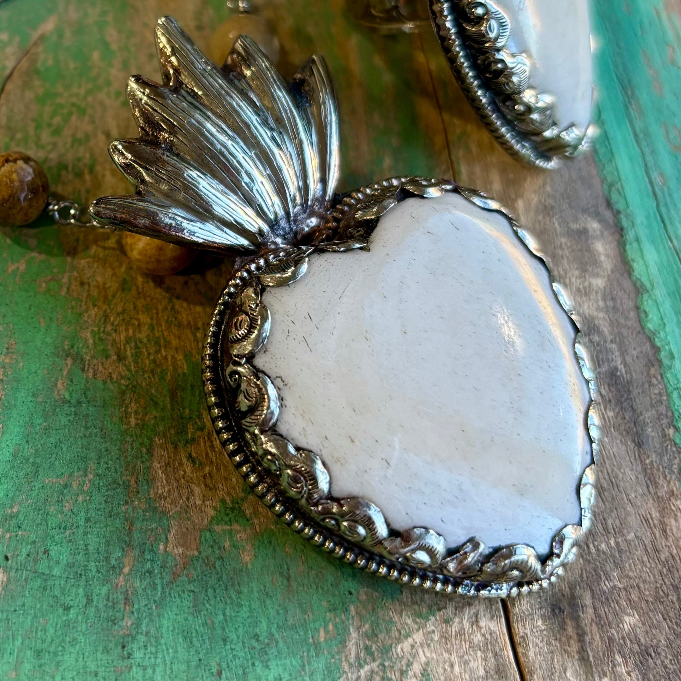 Bold Sacred Heart Necklace, Earrings or Adjustable Ring
