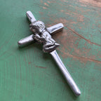 Pewter Kneeling Child Smooth Cross