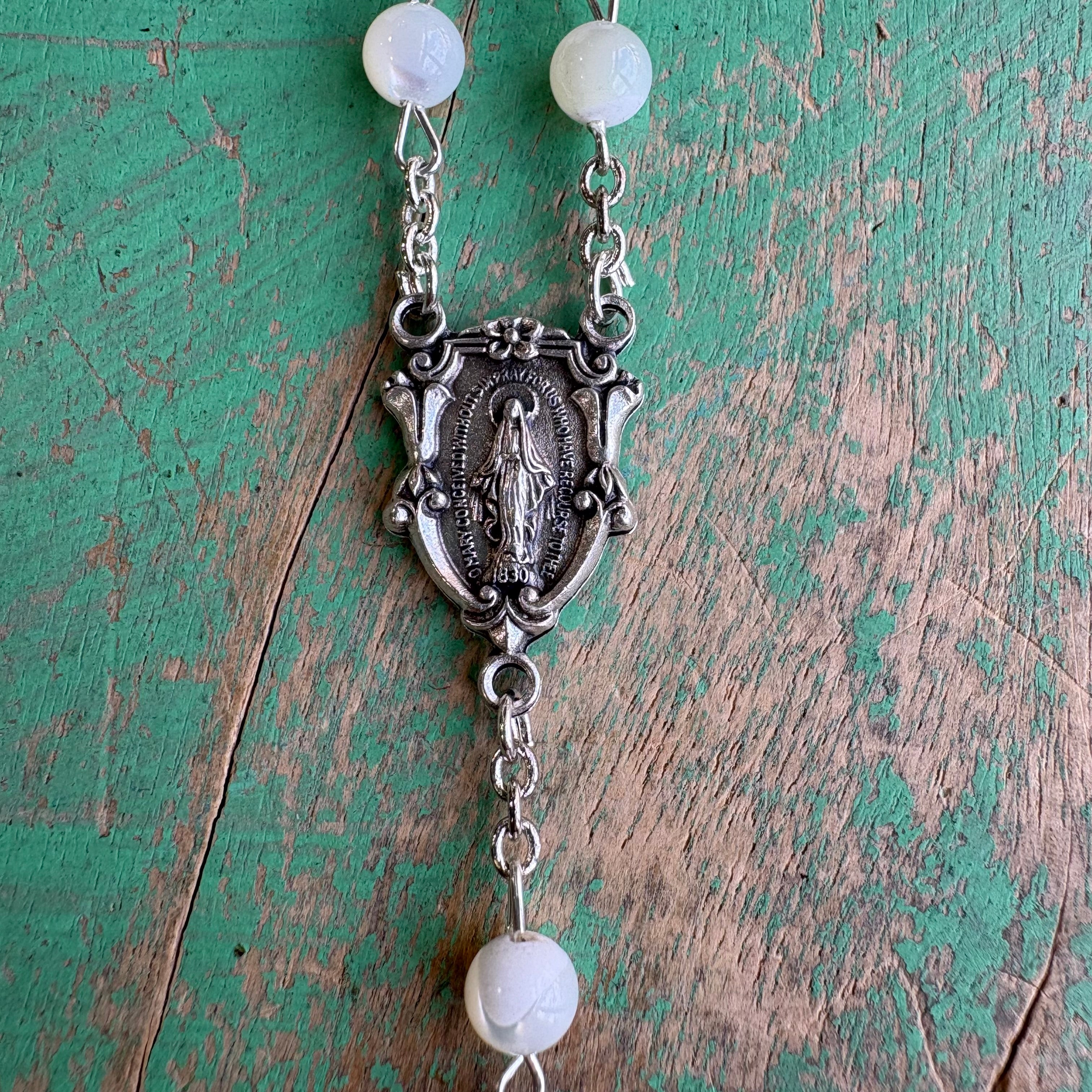 Mother of Pearl Gemstone Rosary
