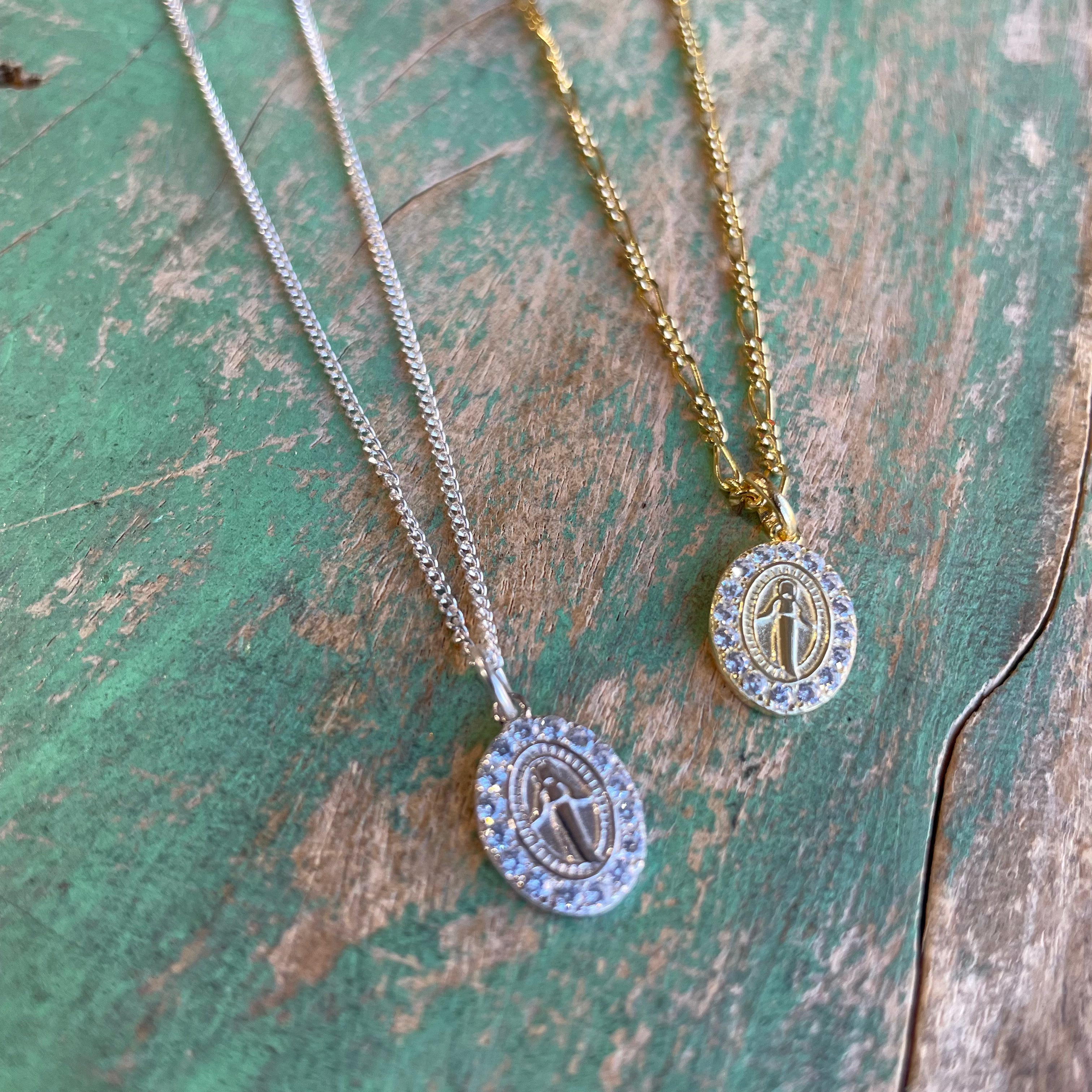 Sterling Silver Small Our Lady of Grace Necklace