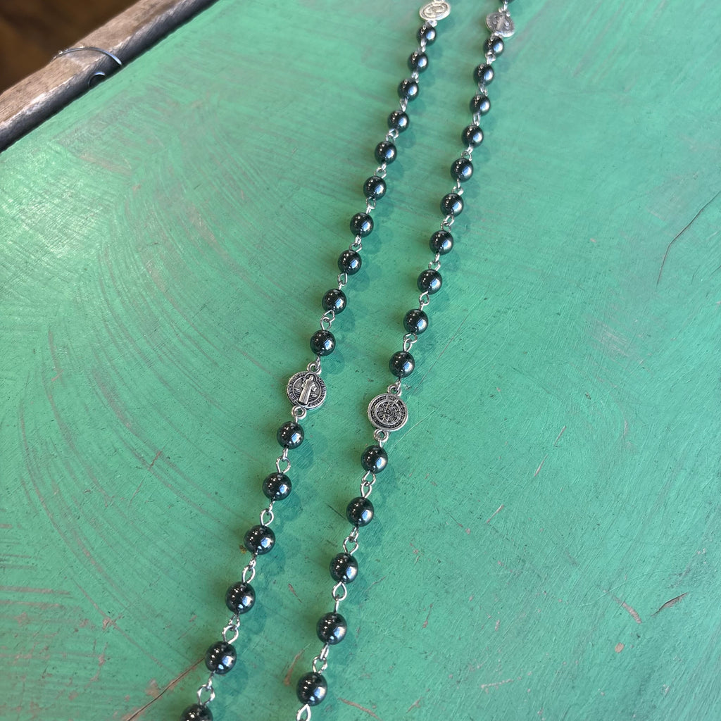 Hematite St Benedict Rosary