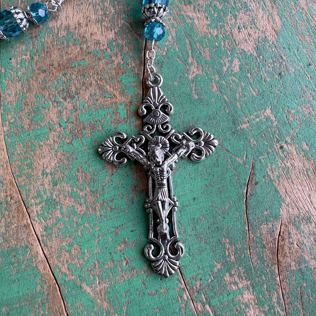 Miraculous Aqua Stone Rosary