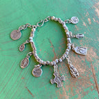 Silver Plated Saint Charm Bracelet