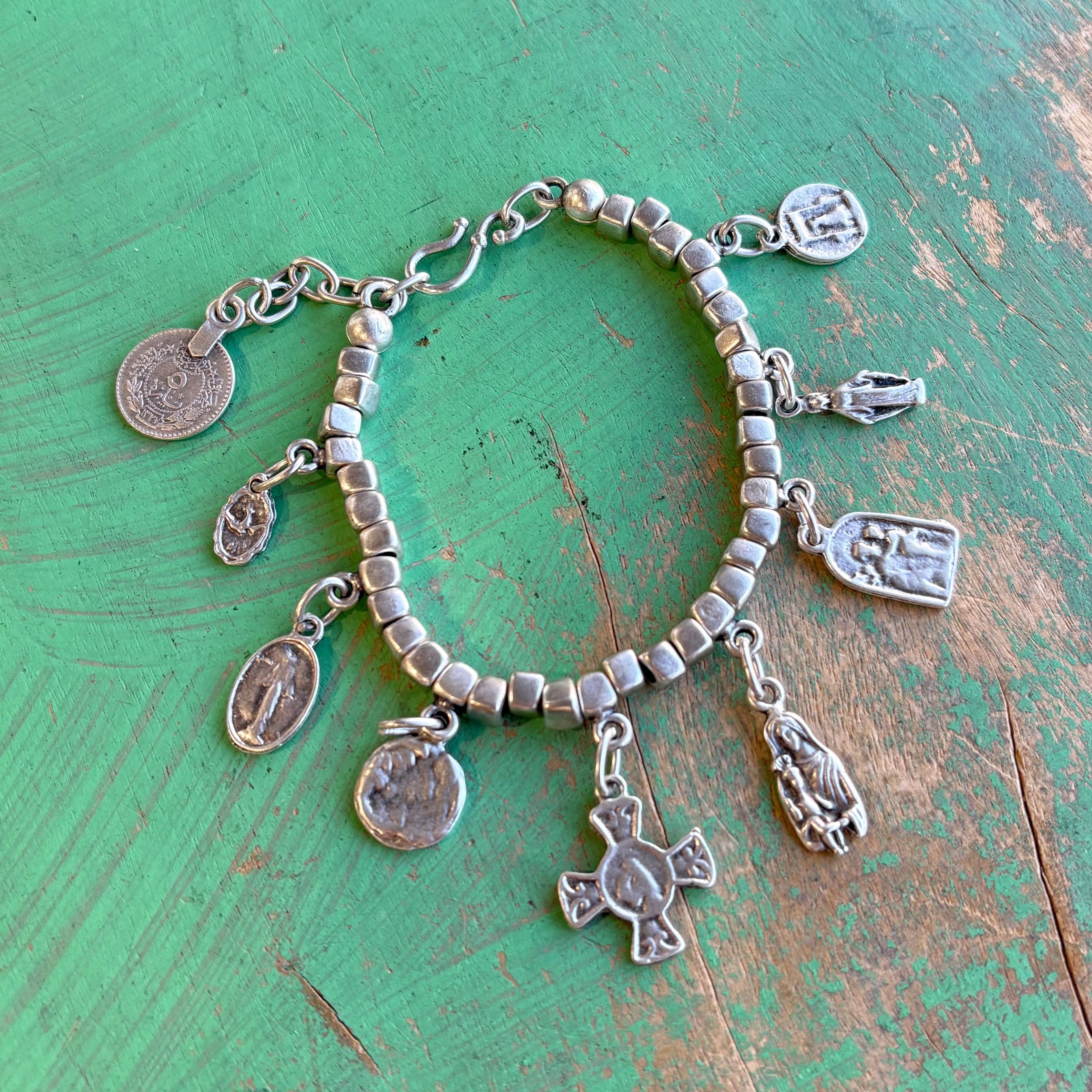 Silver Plated Saint Charm Bracelet