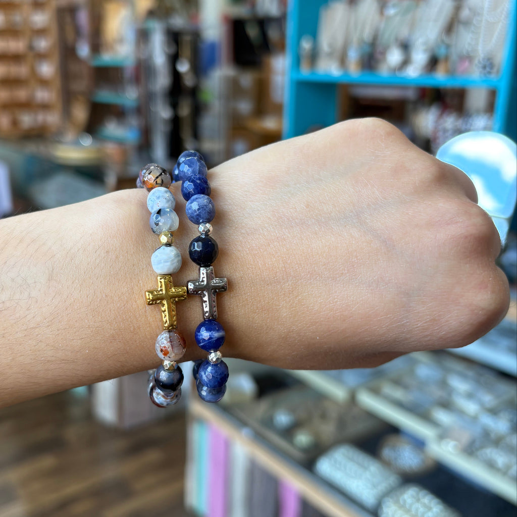 Bold Cross Agate Bracelet