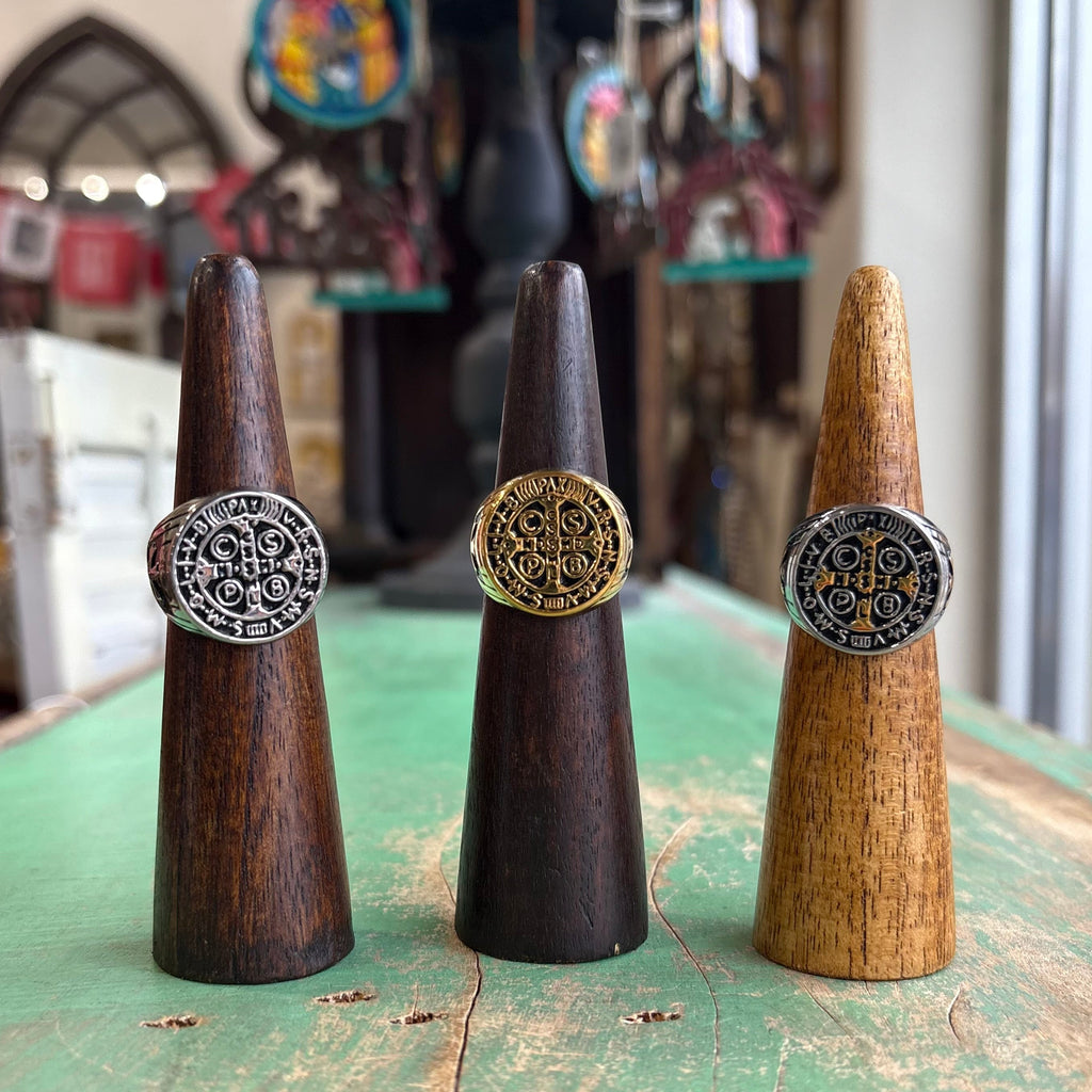 Stainless Steel St Benedict Cross Ring
