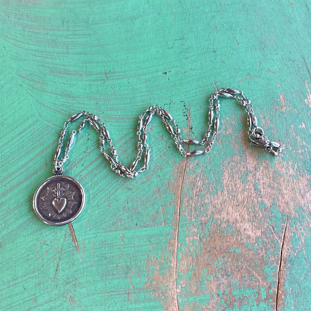Double Sided Sacred Heart Necklace