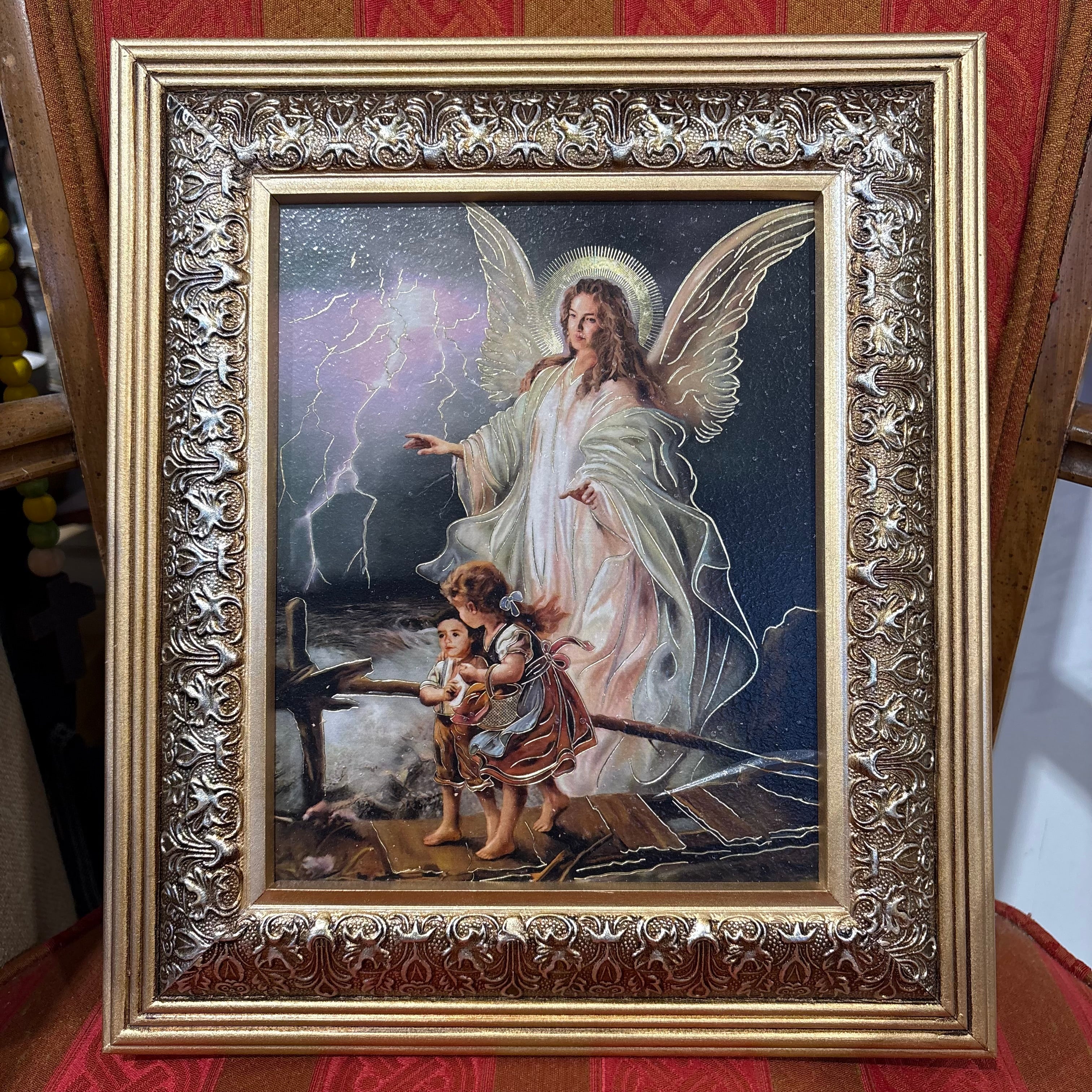 Framed 14.5" X 12.5" Guardian Angel Image