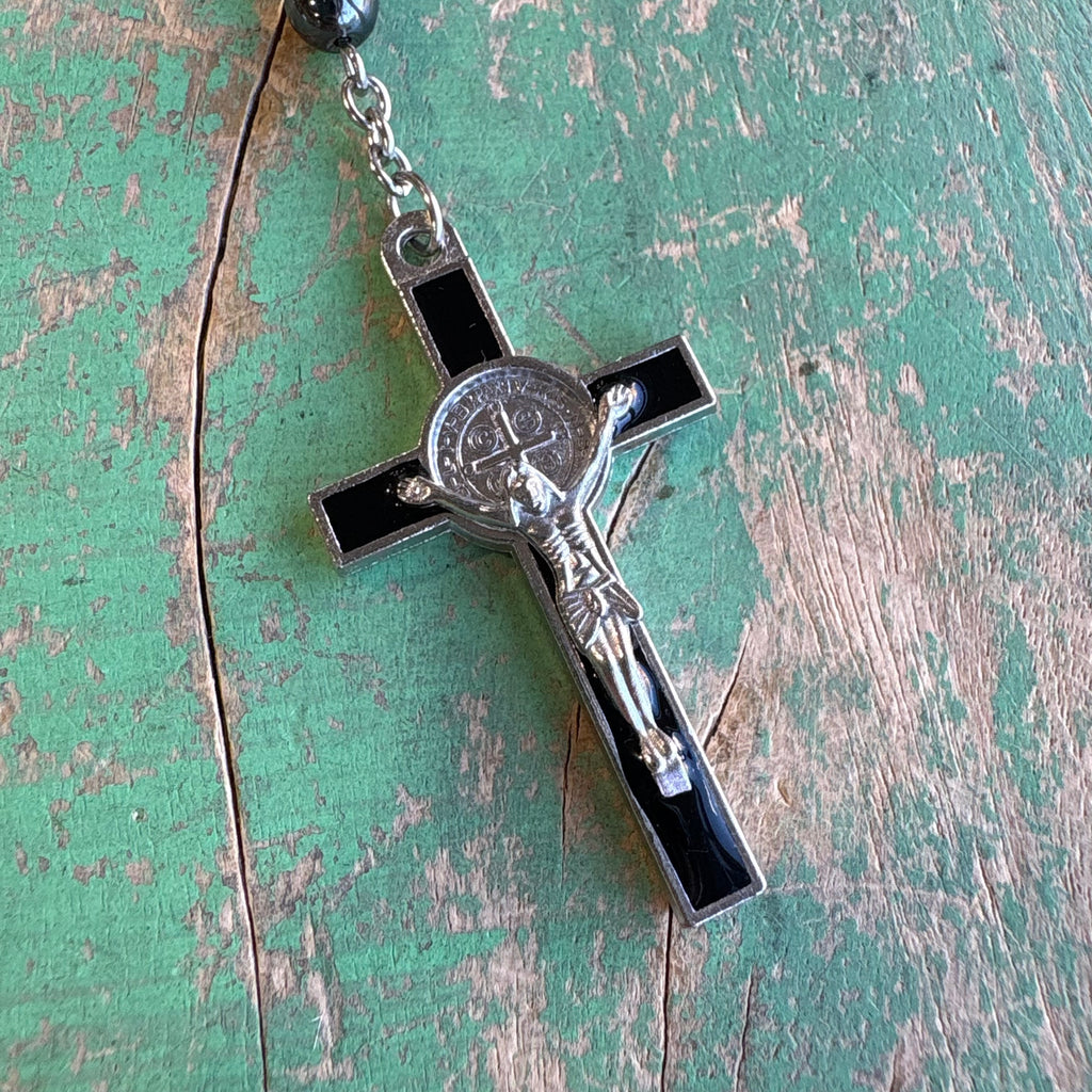 Hematite St Benedict Rosary