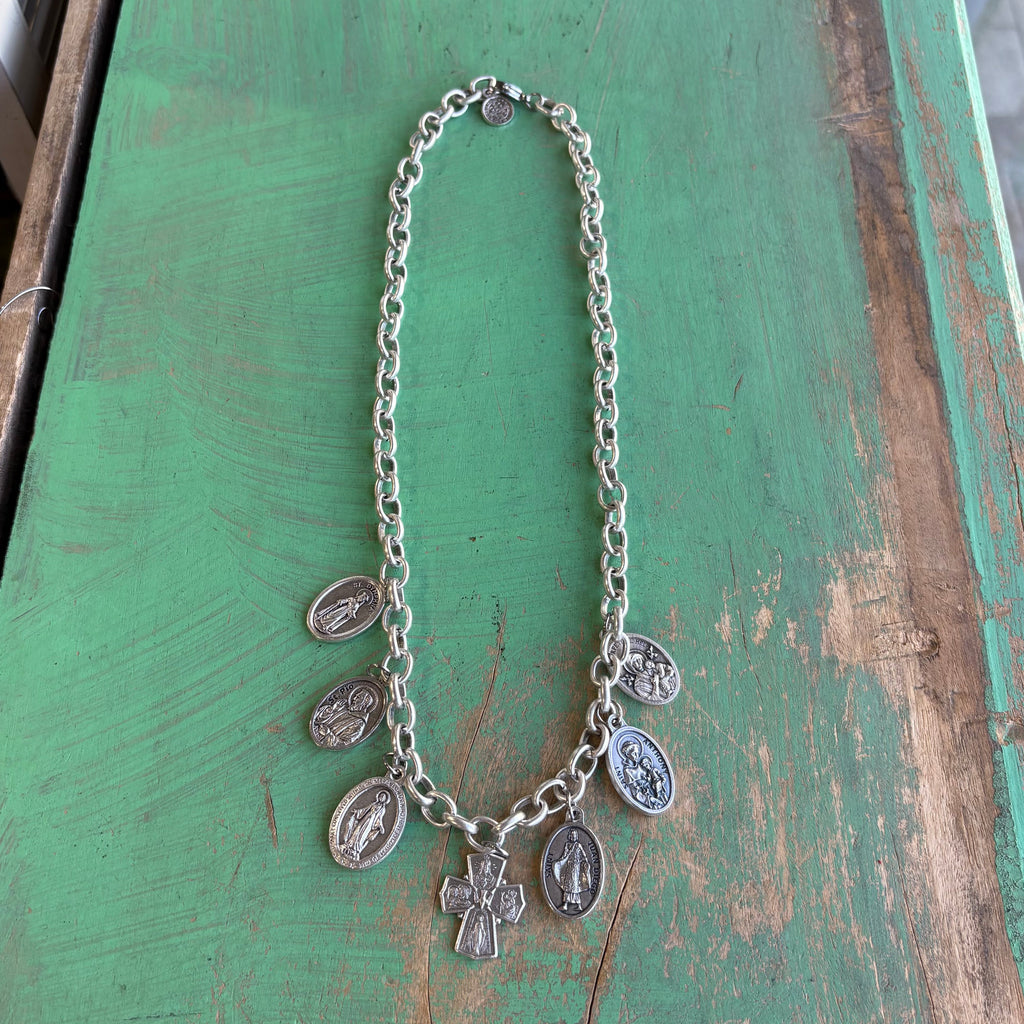 Italian Medal Saint Necklace or Bracelet