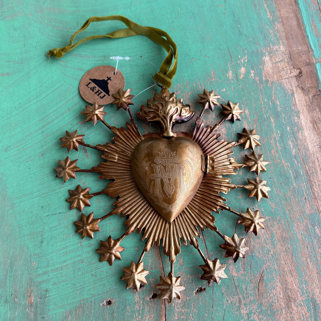 Flaming Stars 6" Sacred Heart Box