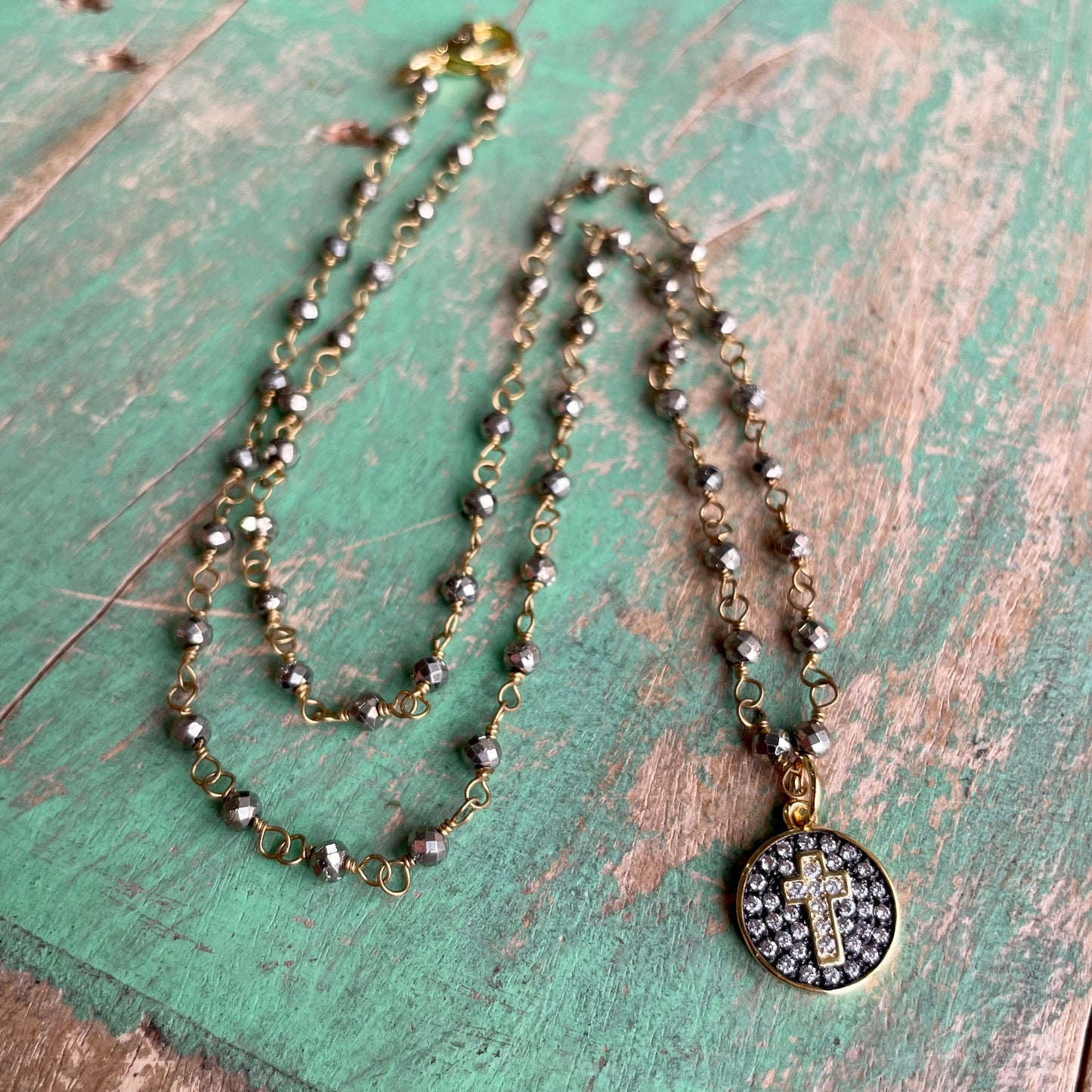 Pave Cross Faith Necklace and Earrings