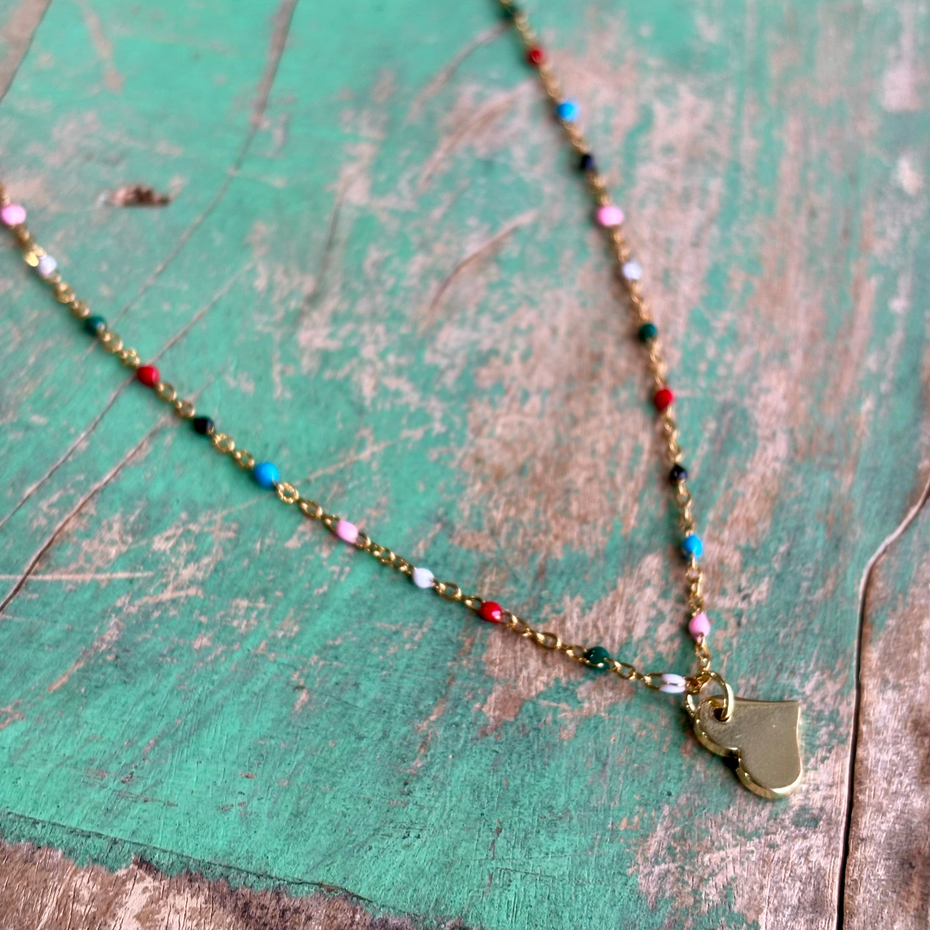 Colorful Gold Heart Necklace