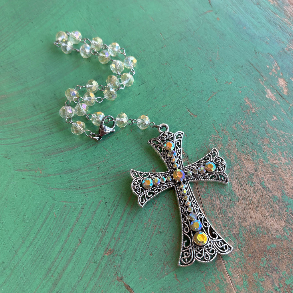 Citrine Glow Jeweled Cross Car & Purse Blessing