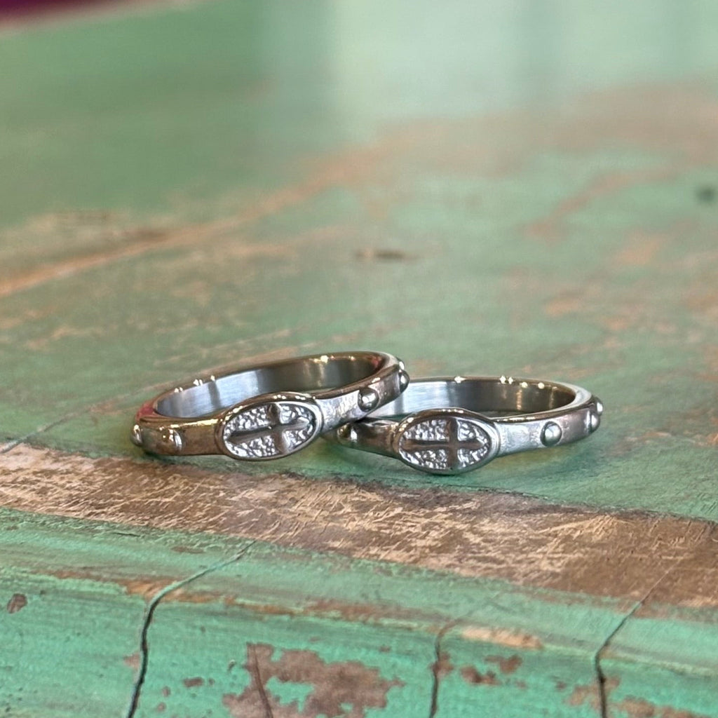 Stainless Steel Rosary Ring - Silver