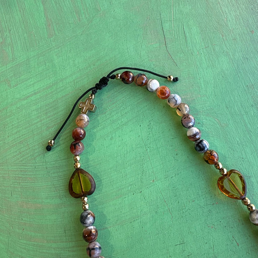 Hearts of Gold Rosary Wrap Bracelet