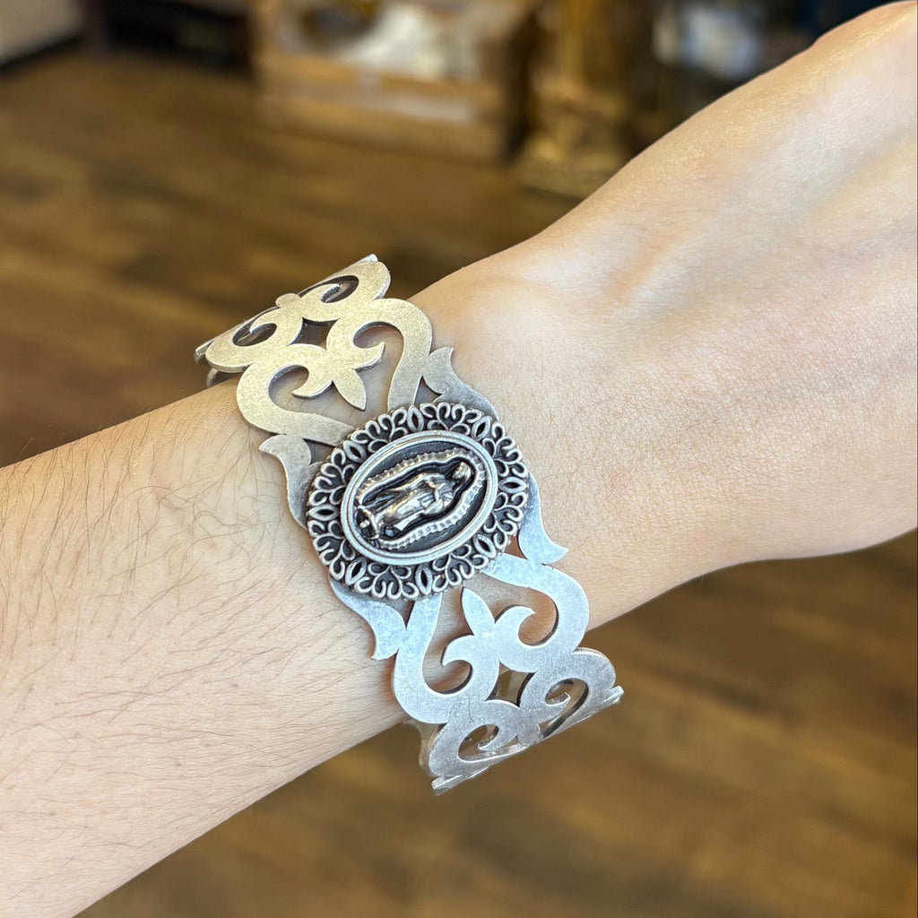 Brushed Silver Plated OLG Cuff Bracelet