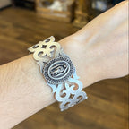 Brushed Silver Plated OLG Cuff Bracelet