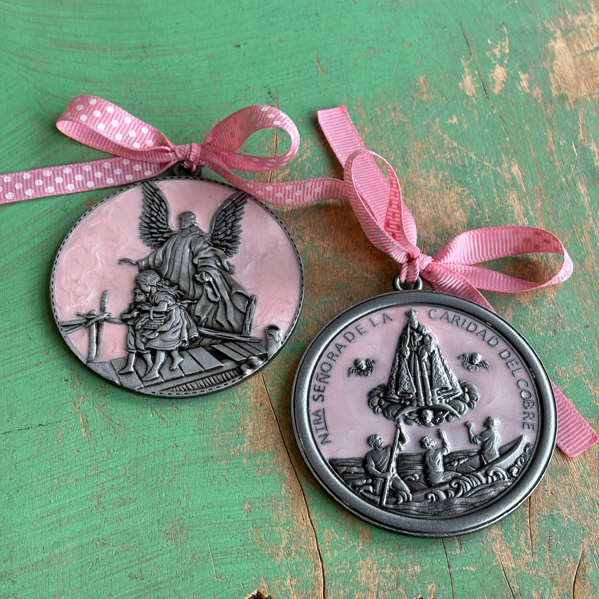 Round Medal Baby Blessing in Pink or Blue