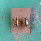 Gold Stainless Steel Pearl Crystal Teardrop Earrings