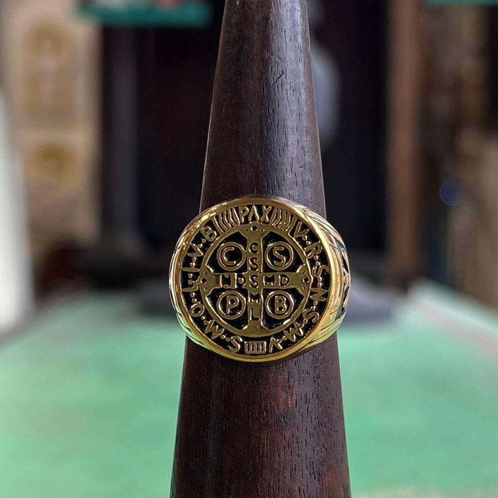 Stainless Steel St Benedict Cross Ring