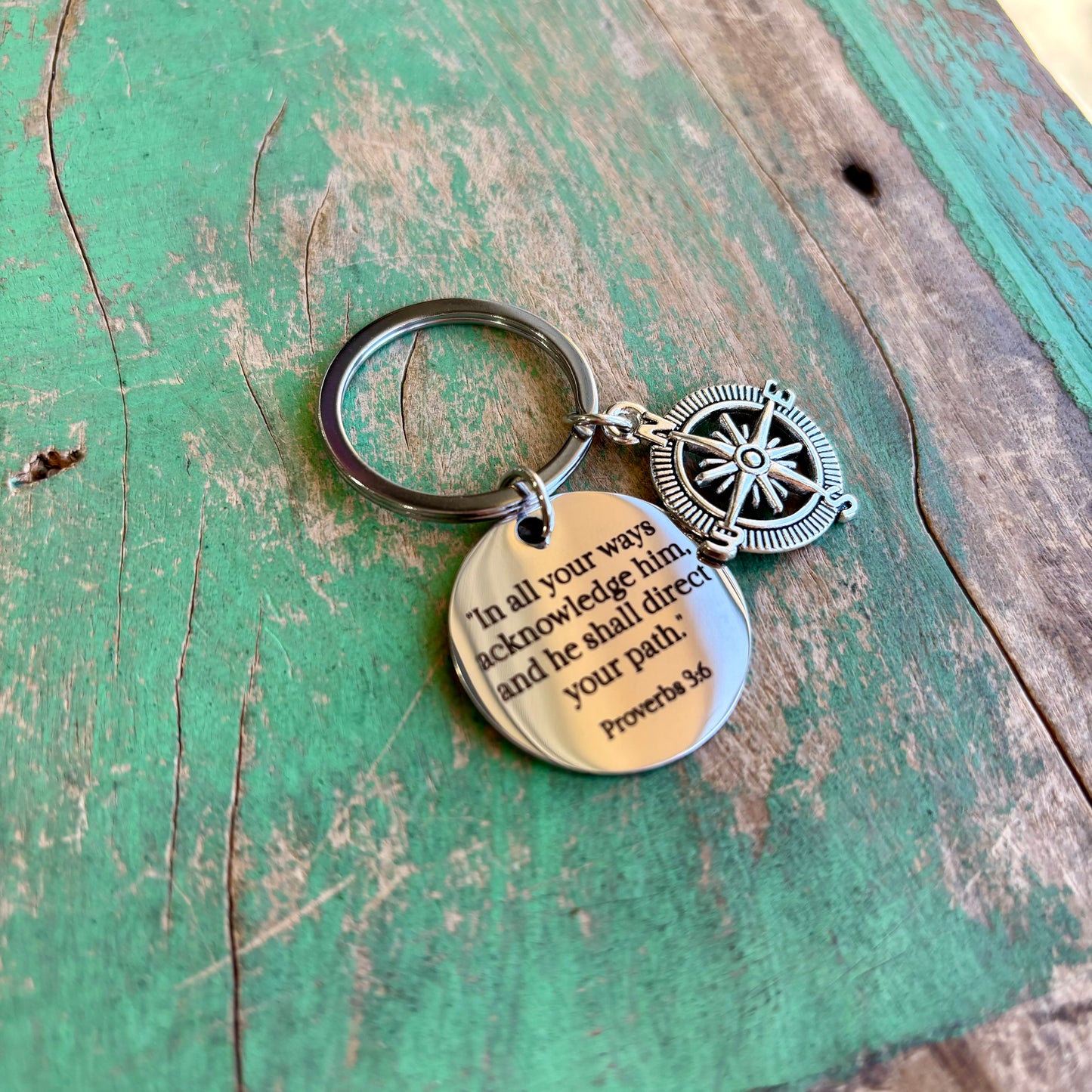 Confirmation Compass Key Chain with Prayer Card