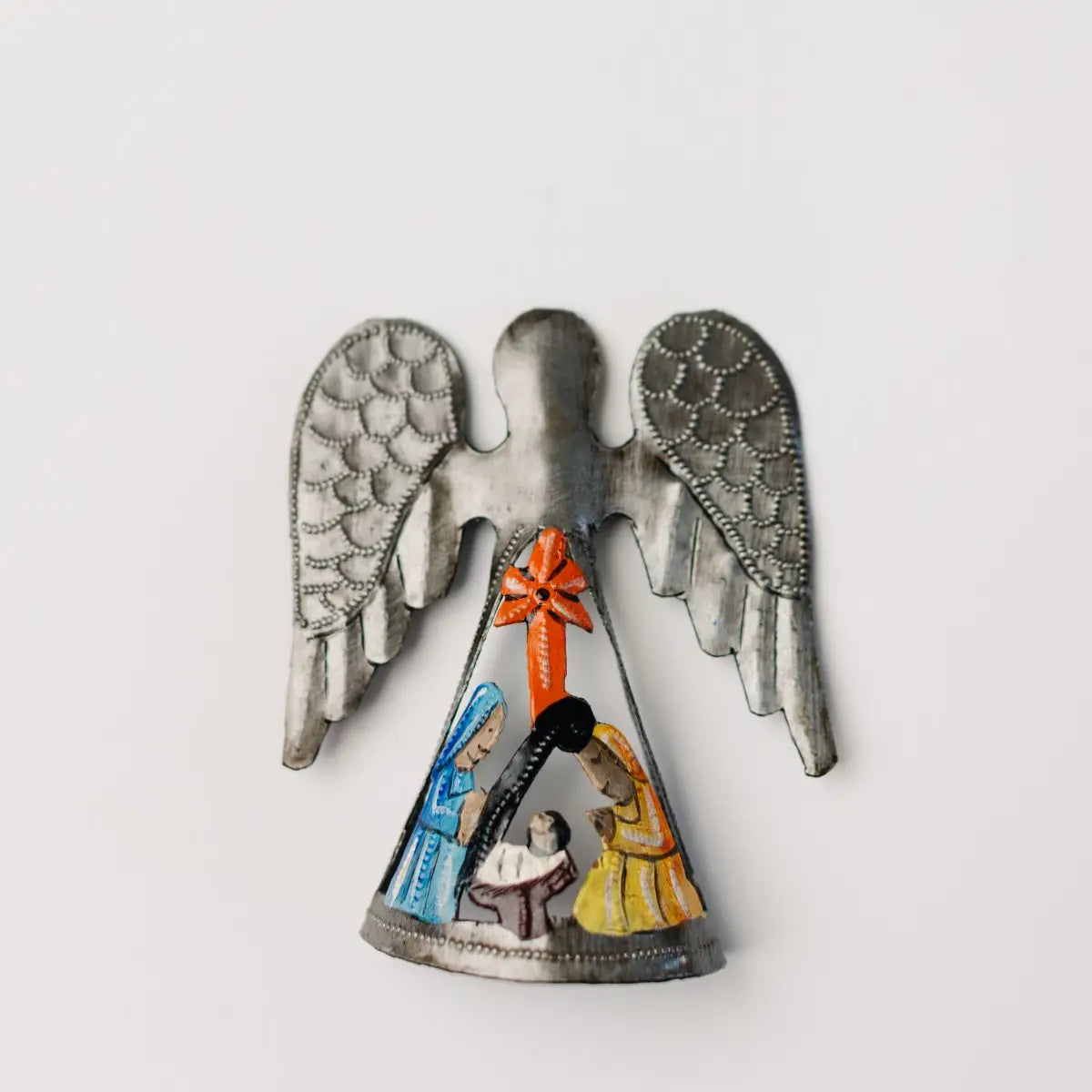 Painted Recycled Metal Angel, handmade in Haiti