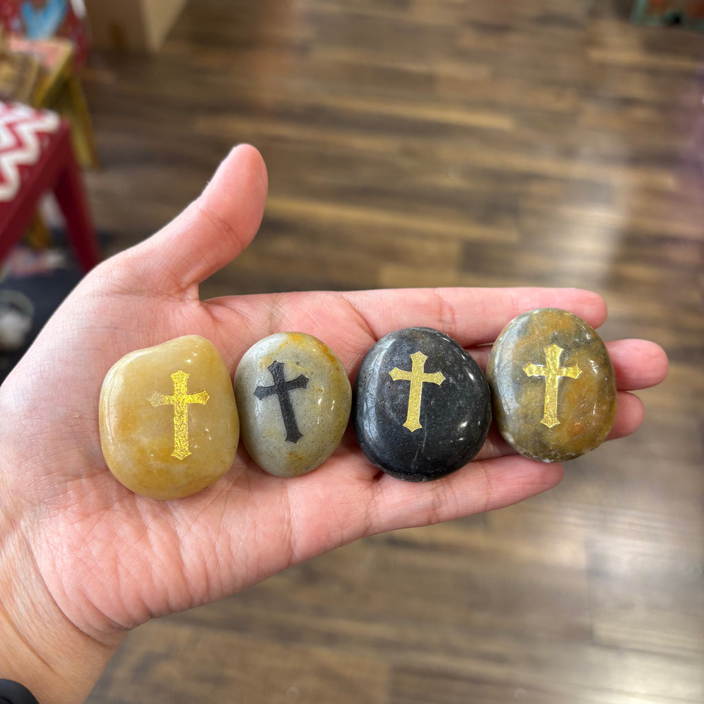 Pocket Stones With Gold Cross