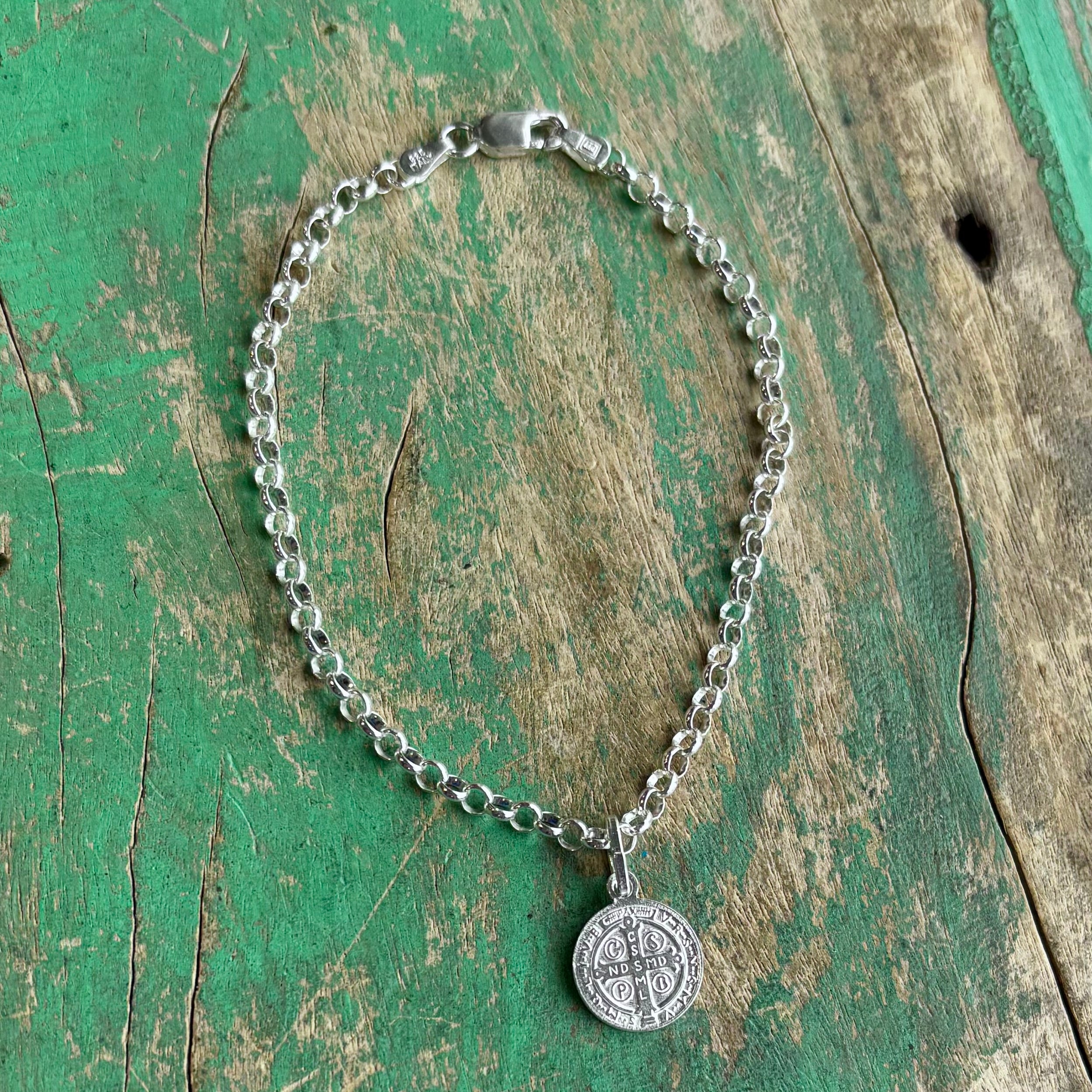 Sterling Silver St Benedict Charm Bracelet