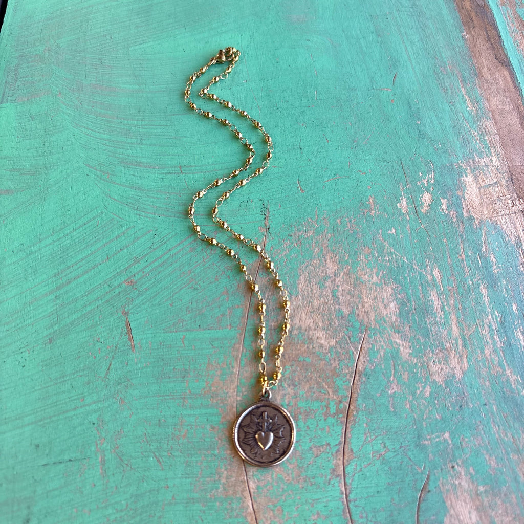Double Sided Sacred Heart Necklace