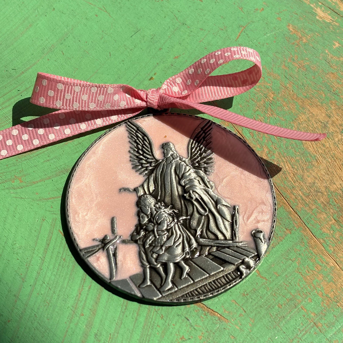 Round Medal Baby Blessing in Pink or Blue