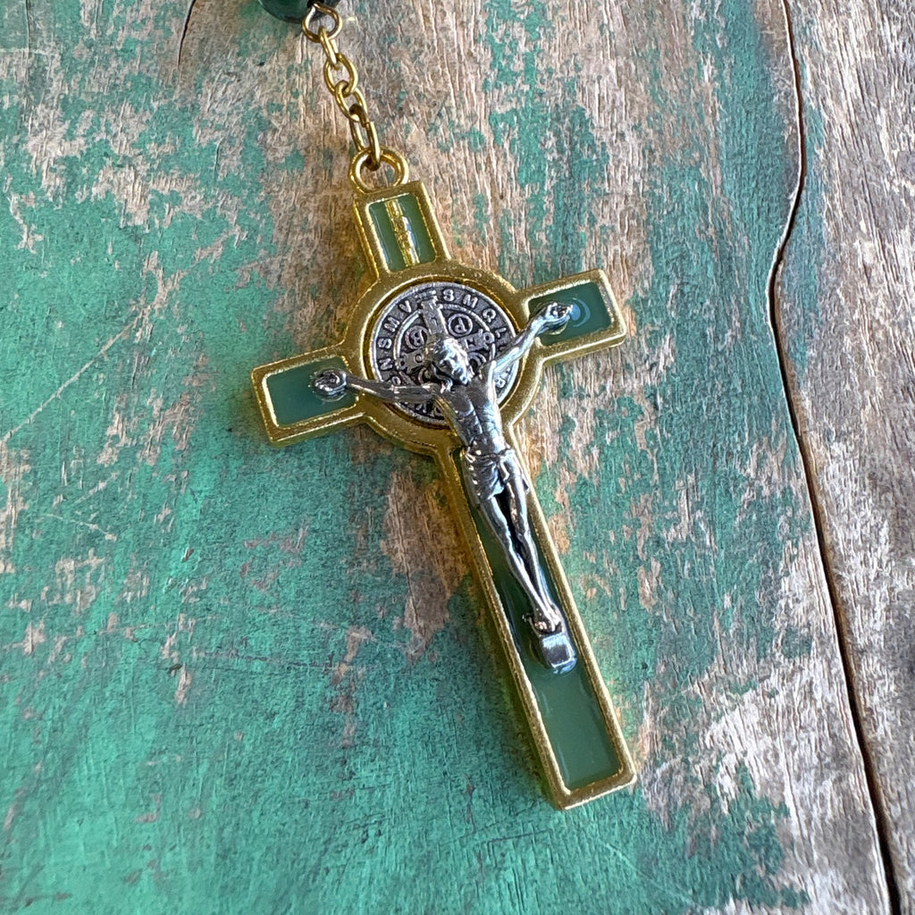 Glass Bead St Benedict Rosary