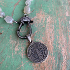 Sterling Silver St Benedict Chalcedony Necklace and Earrings