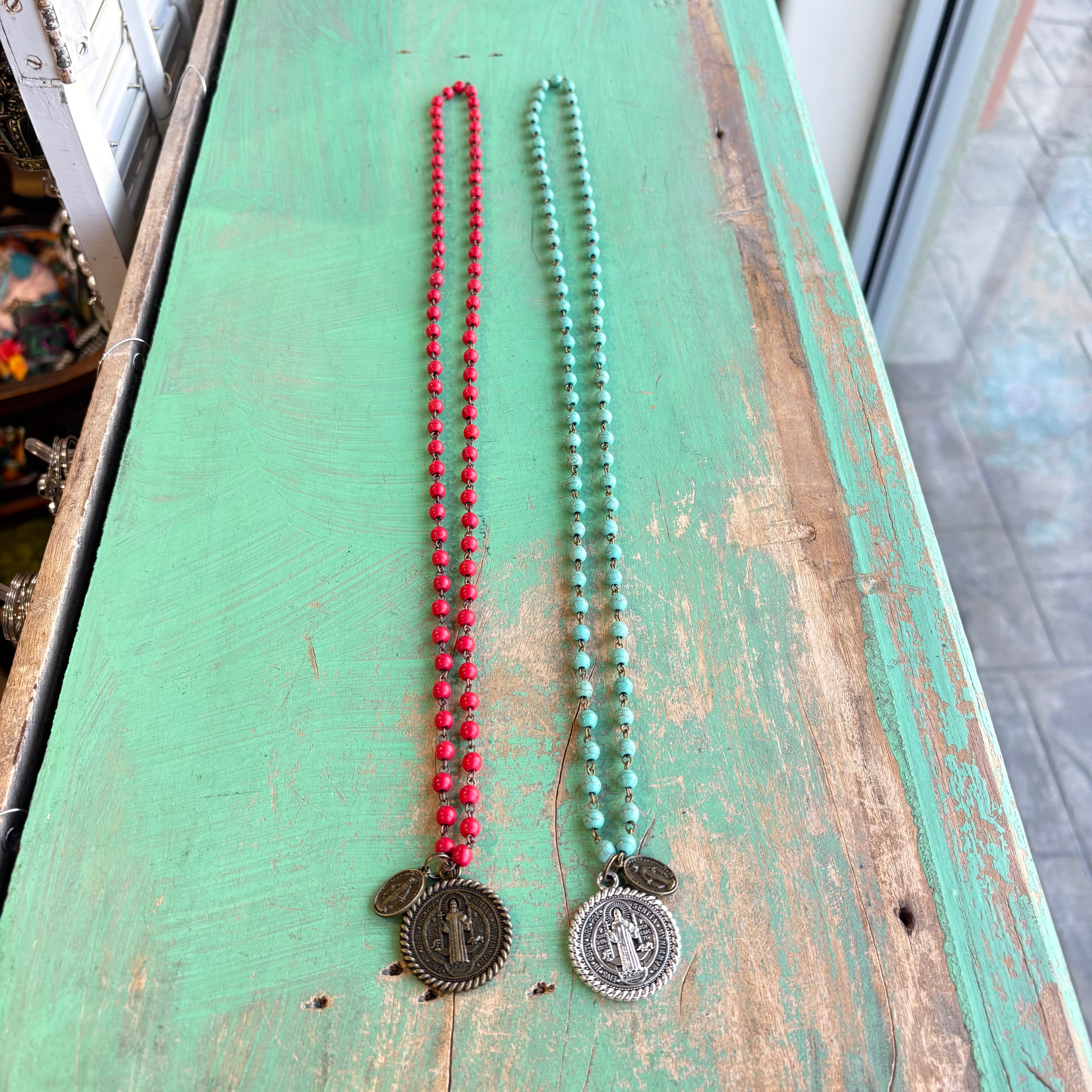 Howlite St Benedict Miraculous Necklace