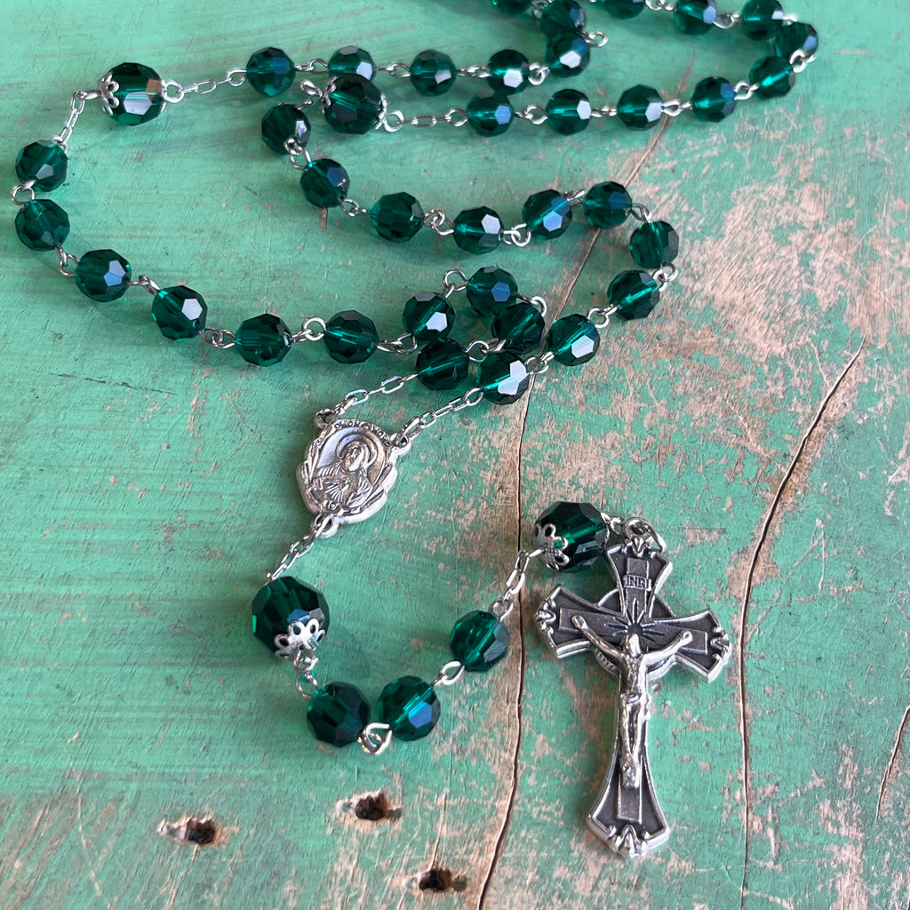 Preciosa Emerald Crystal Rosary