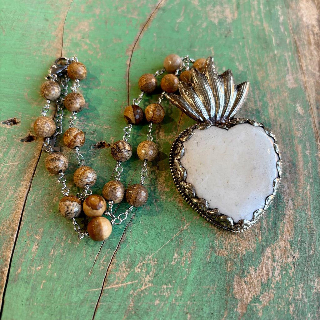 Bold Sacred Heart Necklace, Earrings or Adjustable Ring