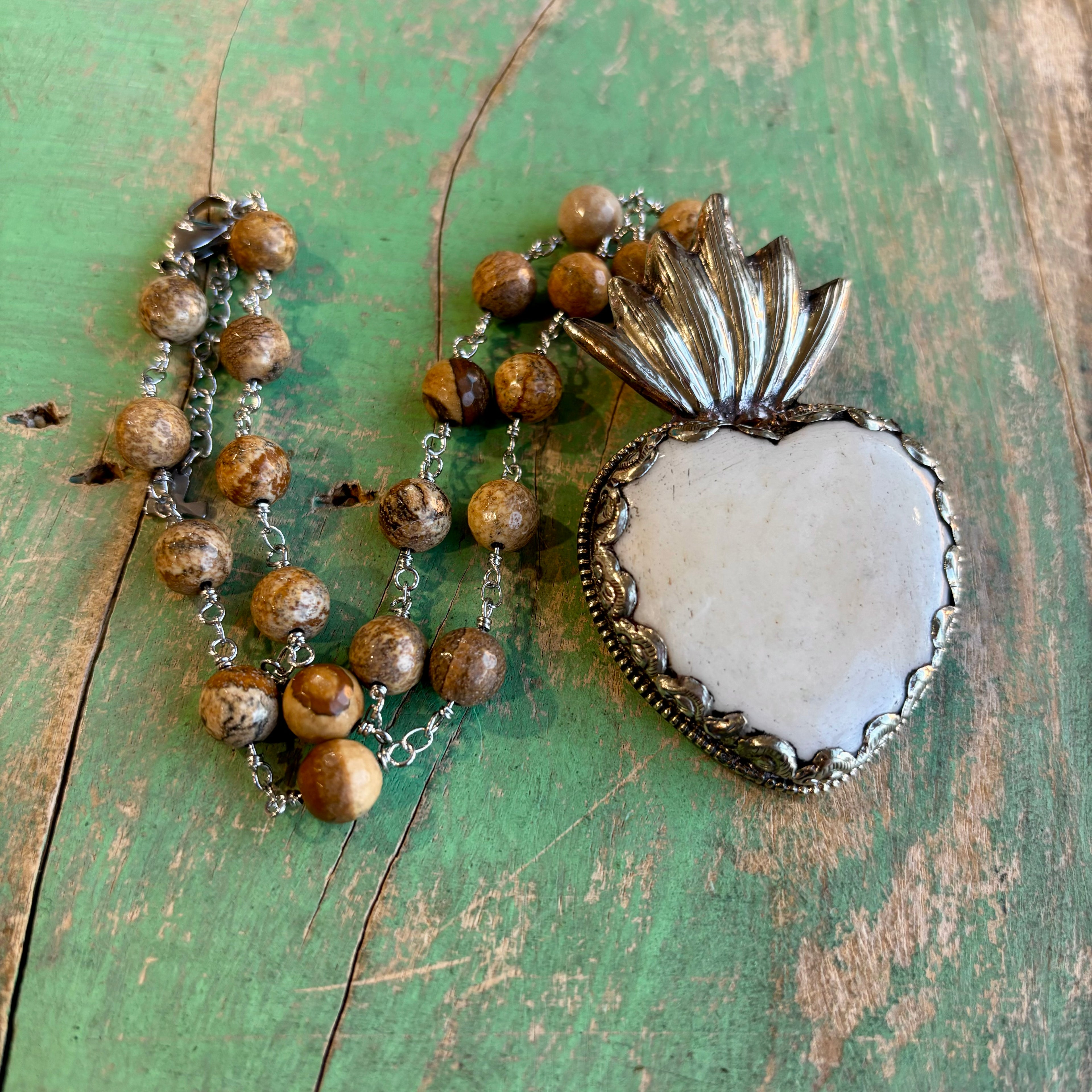 Bold Sacred Heart Necklace, Earrings or Adjustable Ring