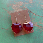 Red Glass Heart Earrings
