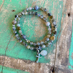 Rosary Wrap Bracelet with Silver Accents