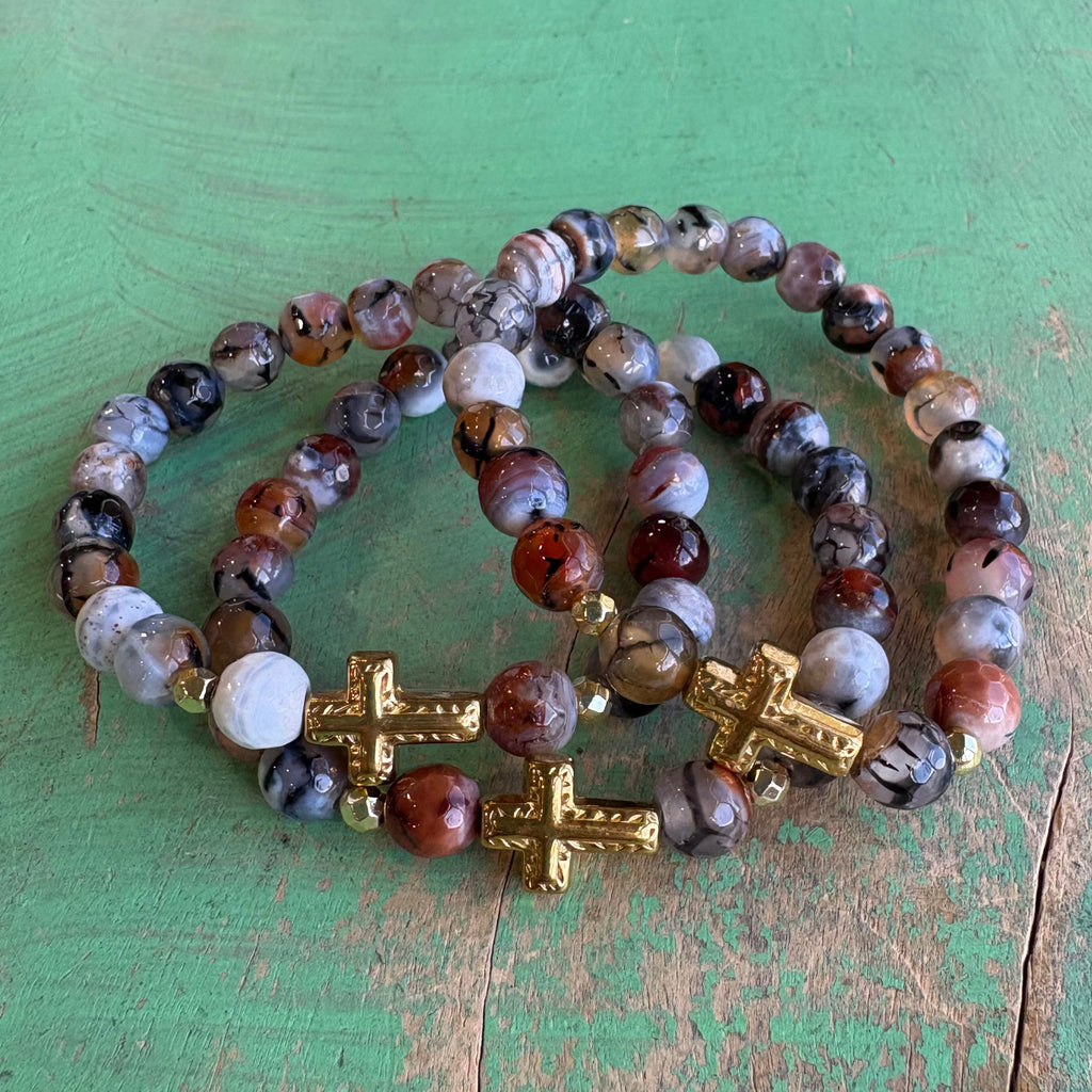 Bold Cross Agate Bracelet
