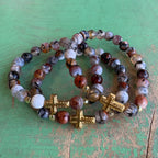 Bold Cross Agate Bracelet
